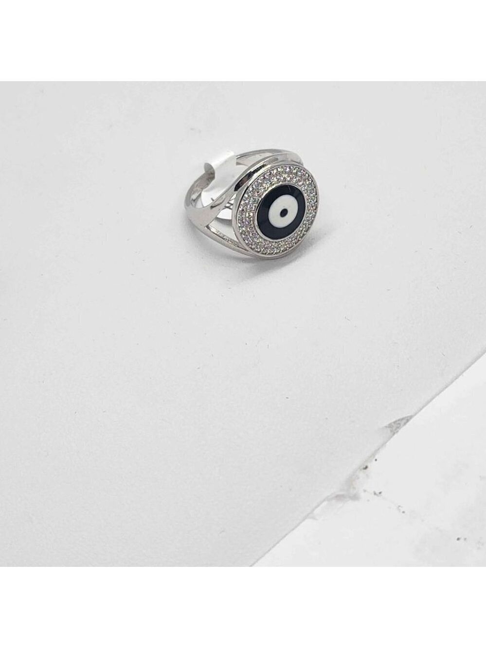 Evil Eye Sterling Silver Ring – Black Enamel Protection Charm for Men & Women - Picture 3 of 6